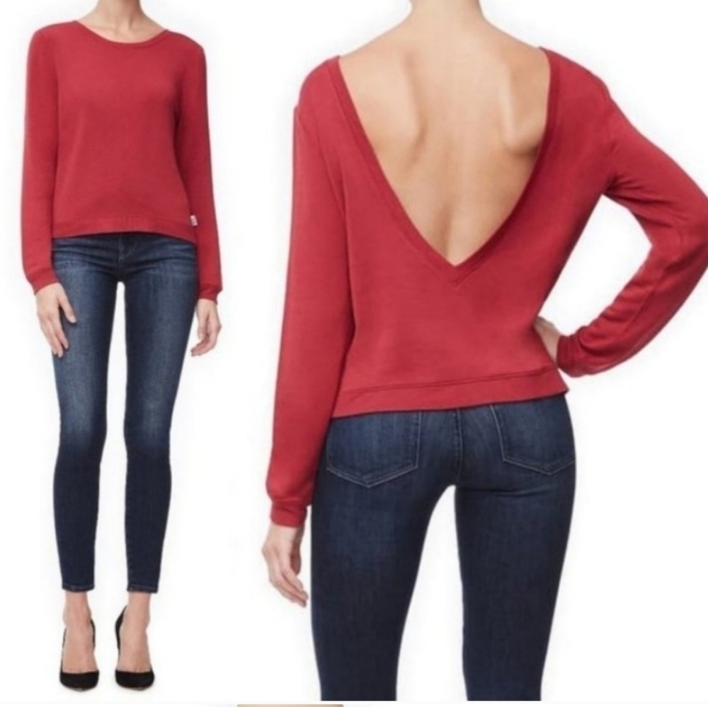 Good American Red Plunge Back Sweater
